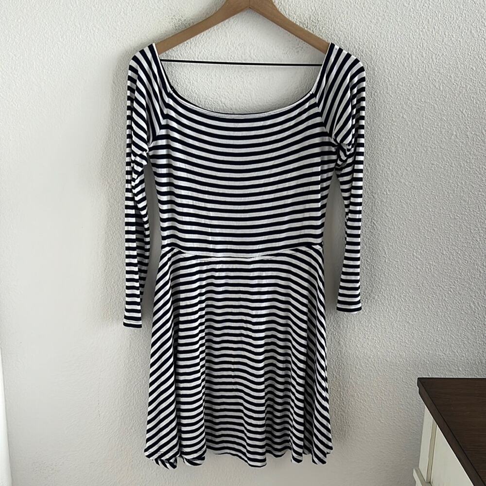 Lovers + Friends Off Shoulder Striped Dress Summer Nautical Sailor Blue White L